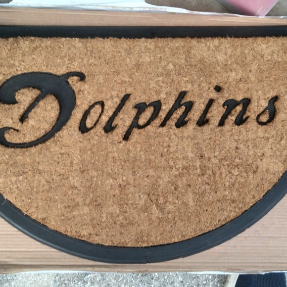 NFL Miami Dolphins Mat Front Back Outdoor Doormat Round Half Moon Entrance P… - Picture 1 of 2